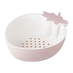 Strawberry Shape Non Slip Double Layer PP Plastic Kitchen Vegetable Fruit Drain Basket