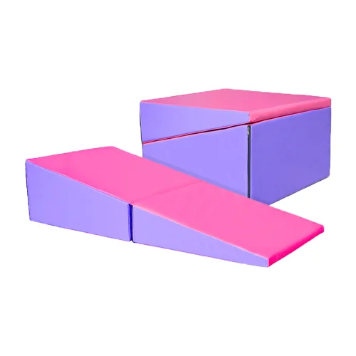 Factory direct Sale Folding Incline Gymnastics Mat Wedge Shape Gymnastics Gym Fitness Tumbling Pink