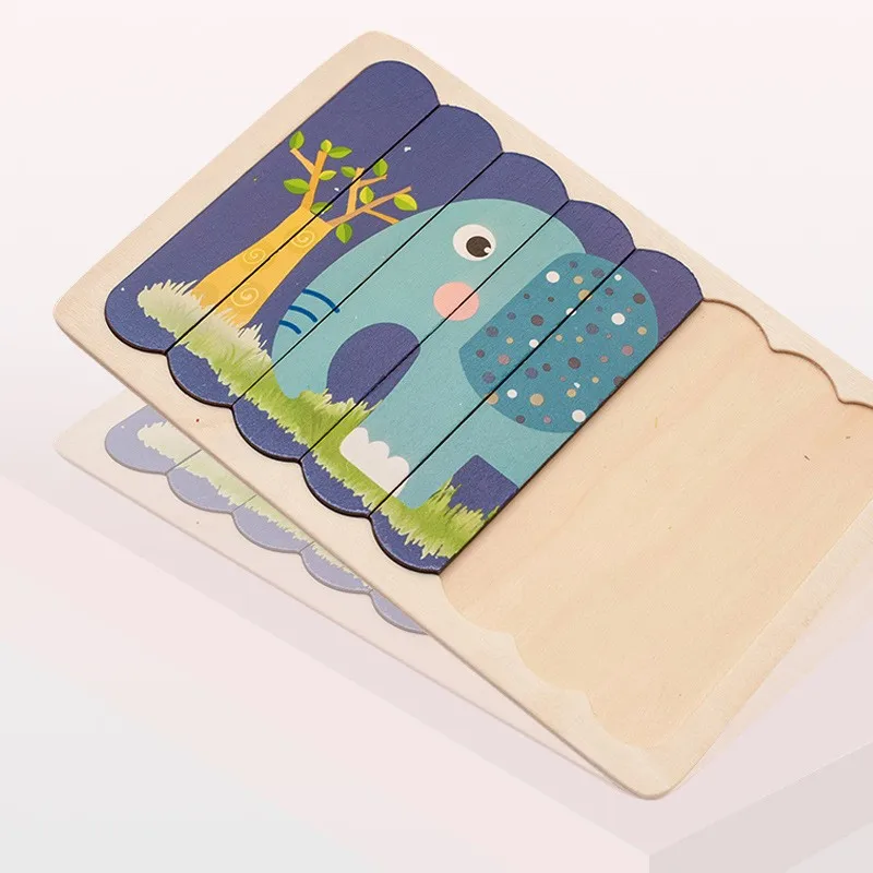 Lovely ice cream sticks puzzles animals and transportation educational strip jigsaw funny wooden bar puzzles