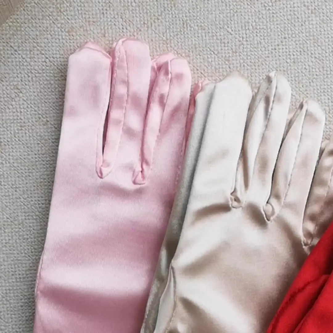 Kids Princess Long Satin Girls Dress Up pearl Bows Glovesed Crown Wand Accessories Sets Halloween Costume Carnival Party