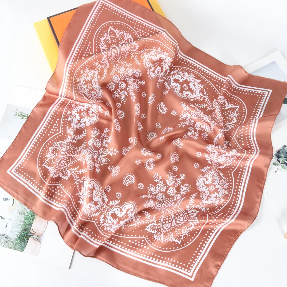 for Women Girls Cheap 100% Polyester Red Blue Orange Neckerchief Head Wrap 27.5x27.5inch  Paisley Satin  Slik Scarf Bandana