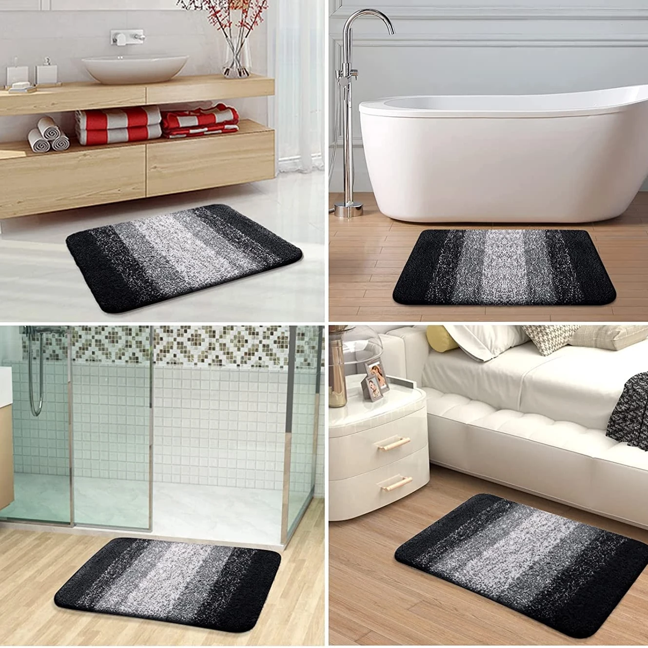 Yiwu Allo Super Soft Plush Shaggy Absorbent Bath Mats Non Slip Mat Alfombra Bathroom Rugs