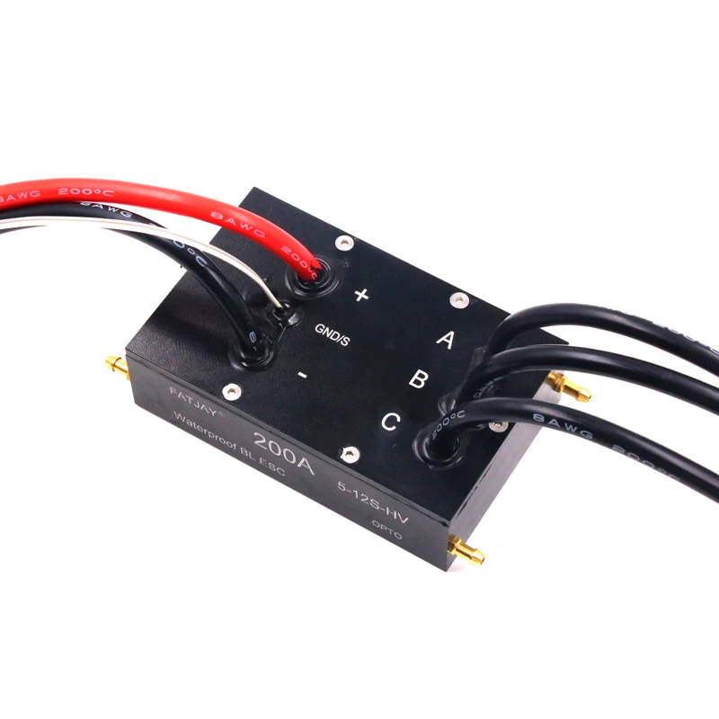 FATJAY IPX8 бесщеточный ESC 200A 3-12S 48V opto водонепроницаемый доступный thruster ESC для подводного thruster ROV e-surfboard