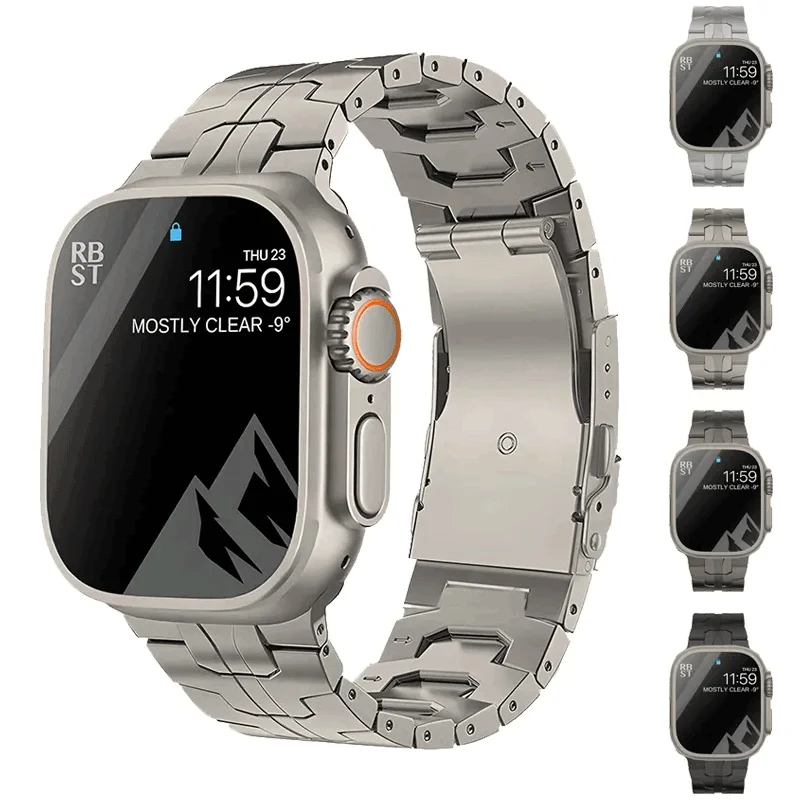 Luxury Titanium Band For Apple Watch Ultra 49mm 45 41 44 38 40 42MM Men Business Strap For iWatch Series 8 7 6 SE 5 4 3 Bracelet