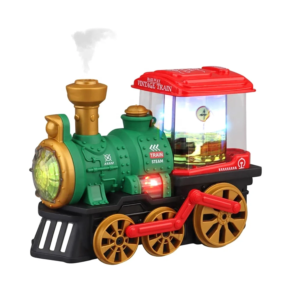 Электрическая универсальная игрушка для паровозика детский игрушечный паровоз с распылением тумана модель поезда аккумулятором подсветкой и музыкой