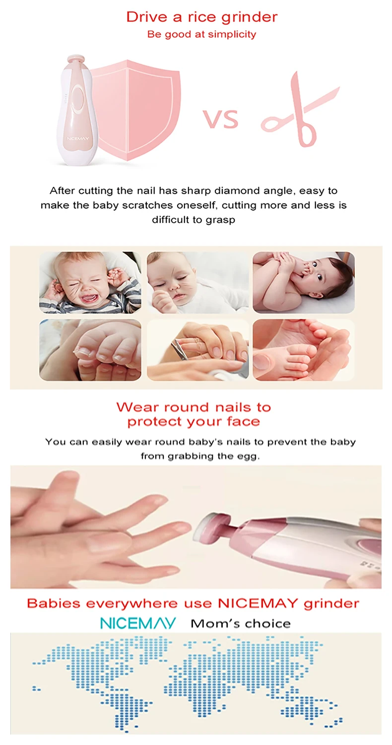 Safe Electric Nail Trimmer, Baby Products Six Replacement Heads, Newborn Fingernails Trimmer