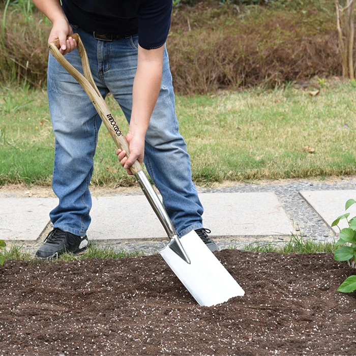 Stainless Steel Wooden Gardening Shovel Head Spade Shovel With Handles