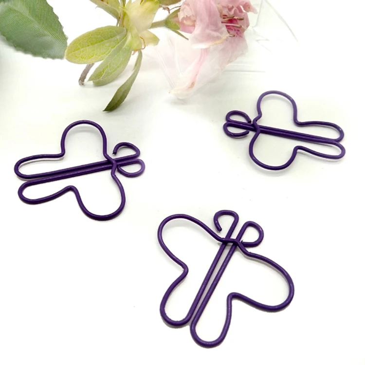 Multi-Color Cute Butterfly Shape Metal Paper Clips Fastener Stationery