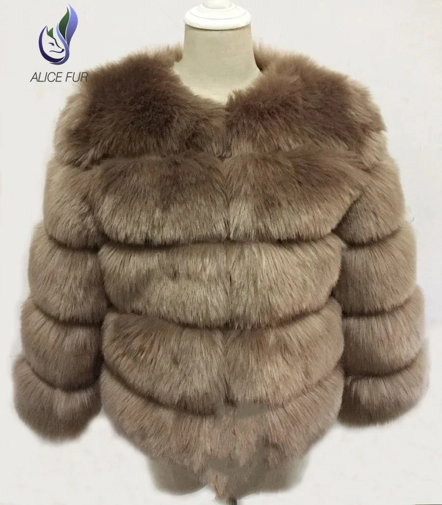 Artificial Fur Coat Warm Thicken Women Outerwear Fashion Big Man Made Leather Fur Collar Parkas Female Winter