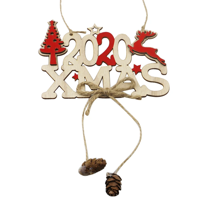 
New 2020 letter hemp rope wooden pendant Creative Christmas tree decorations 