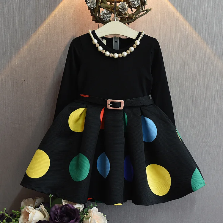 2021summer kids clothes Korean girl dotted belt dress fashion princess dress Kids Boutique Girl kid dress
