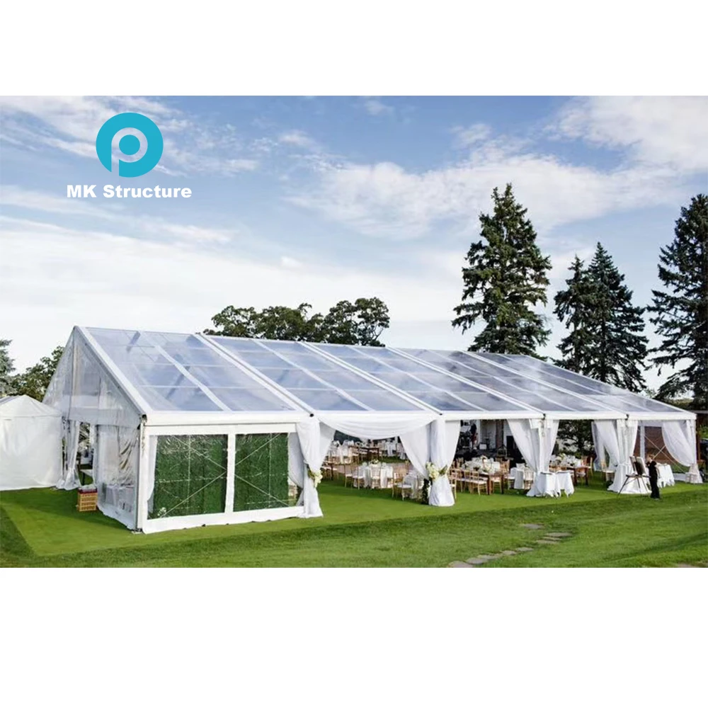 Luxury Clear Span Aluminum Frame  Roof PVC Transparent Wedding Event Party Tent