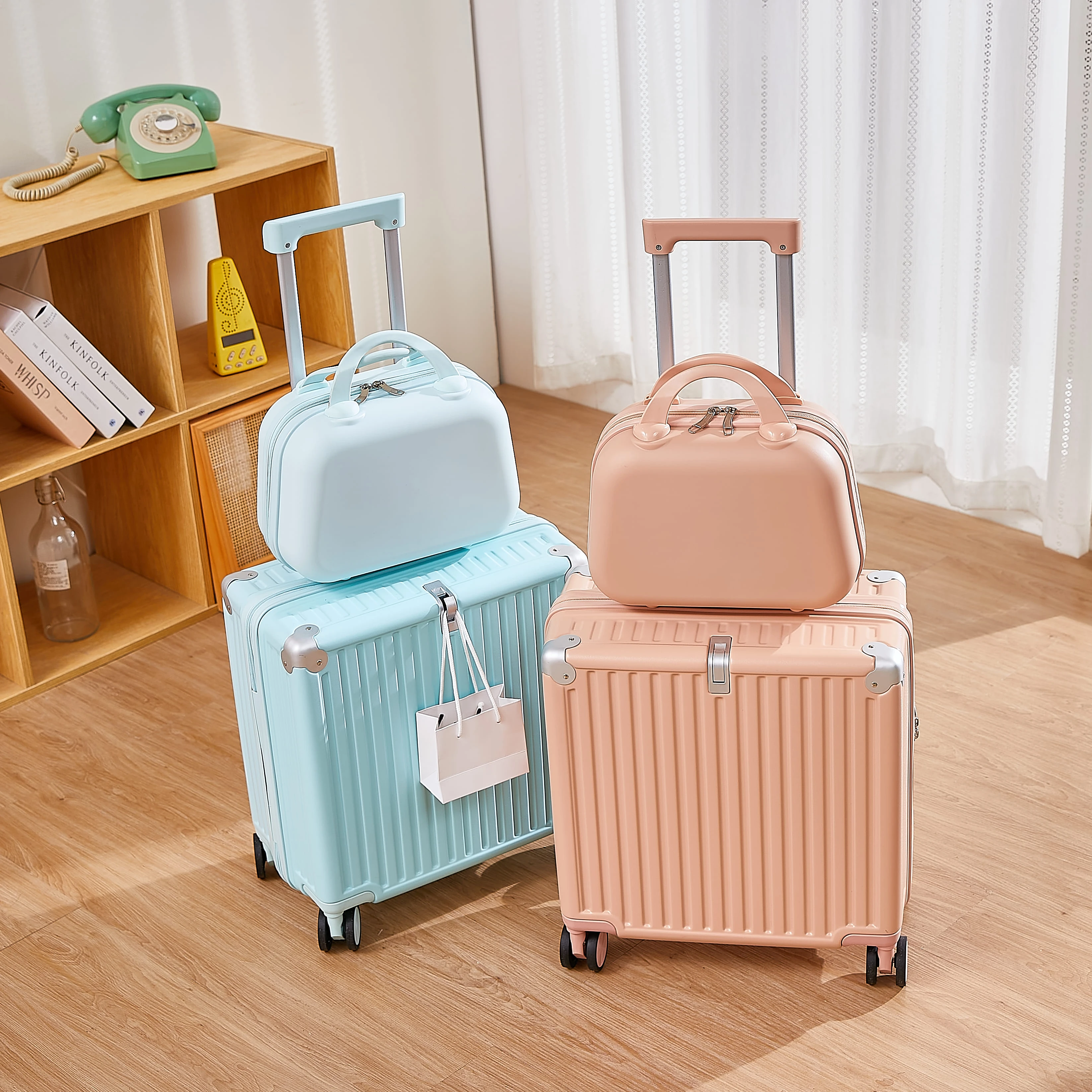 Unisex ABS Airport Luggage Trolley with Spinner Caster Convenient Trolley Bags for Handbags Unisex Luggage Sets