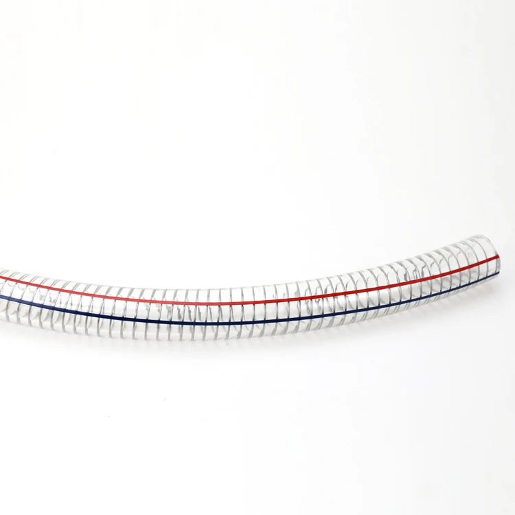transparent PVC coated flexible wire steel hose /discharge water hose/ steel wire reinforced spring pvc hose pipe