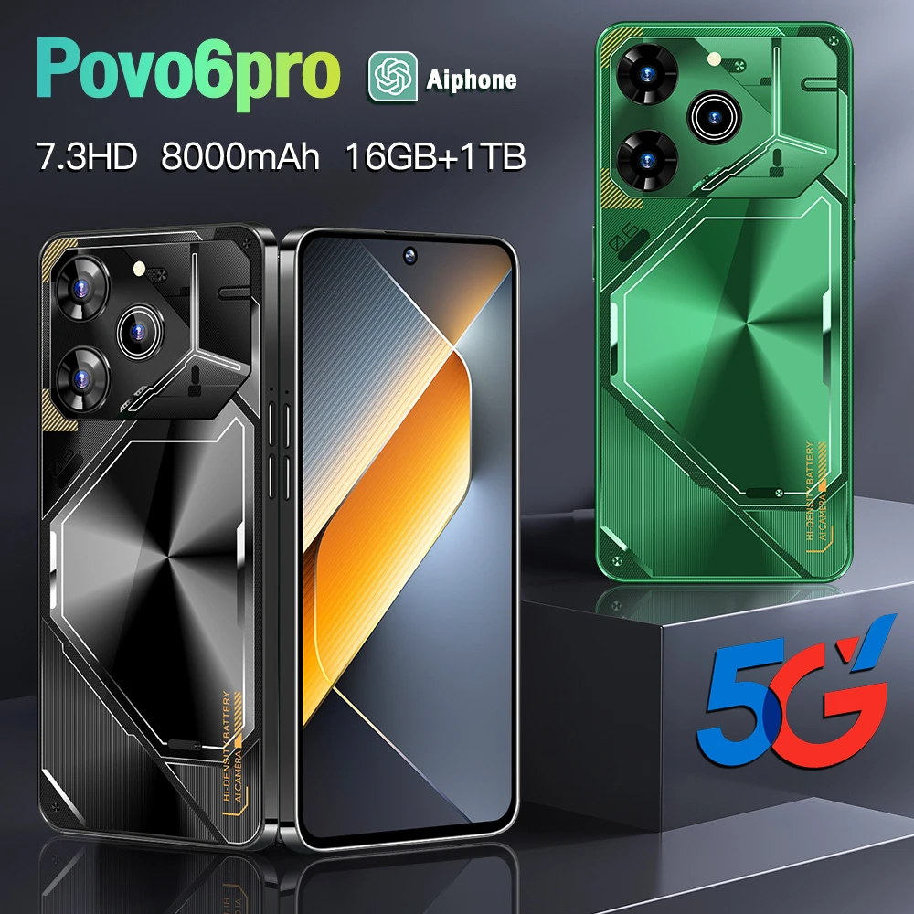 Pova 6 pro 7 3 дюймов 5 г смартфон 6800 мАч оригинальный мобильный телефон 16 ГБ + 1 ТБ Android 13 0