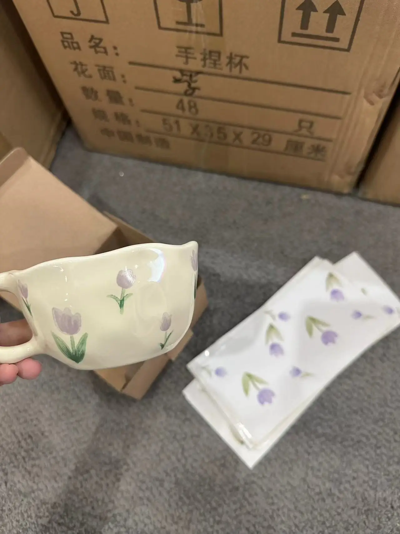 Handcrafted Dishwasher and Microwave Safe Creative Flower Cup Ceramic Coffee Mug with Handle for Office and Home