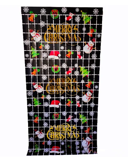 Square Christmas Rain Silk Door Curtain Square Christmas Fringe Curtain Party Scene Decoration