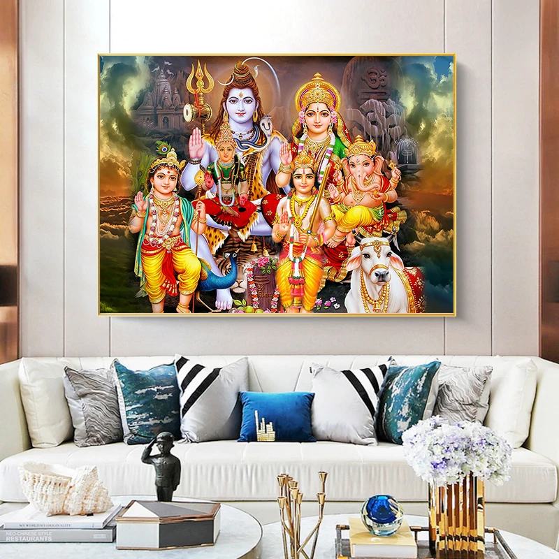 Indian God Religious Pictures Wall Art Canvas Print Painting Modern Decorative for Living Room Home Decoration