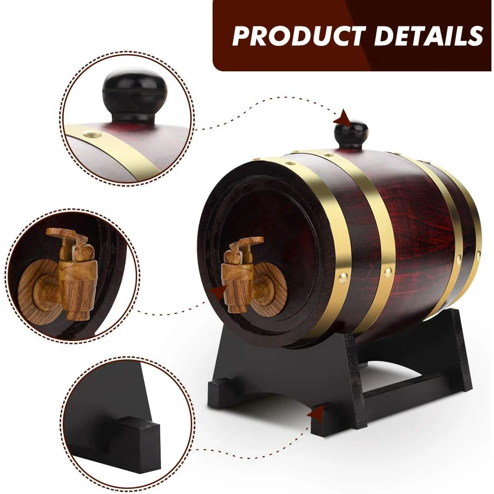 Oak barrels 1.5L are used to store whiskey beer wine Bourbon whiskey tequila rum
