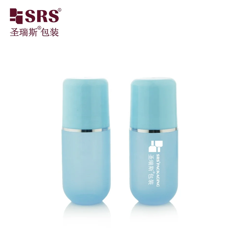 RPPA-50ml Empty Wholesale PP PCR Plastic Deodorant Liquid Packaging Round Bottom With Blue Silver Ring Cap Manufacture
