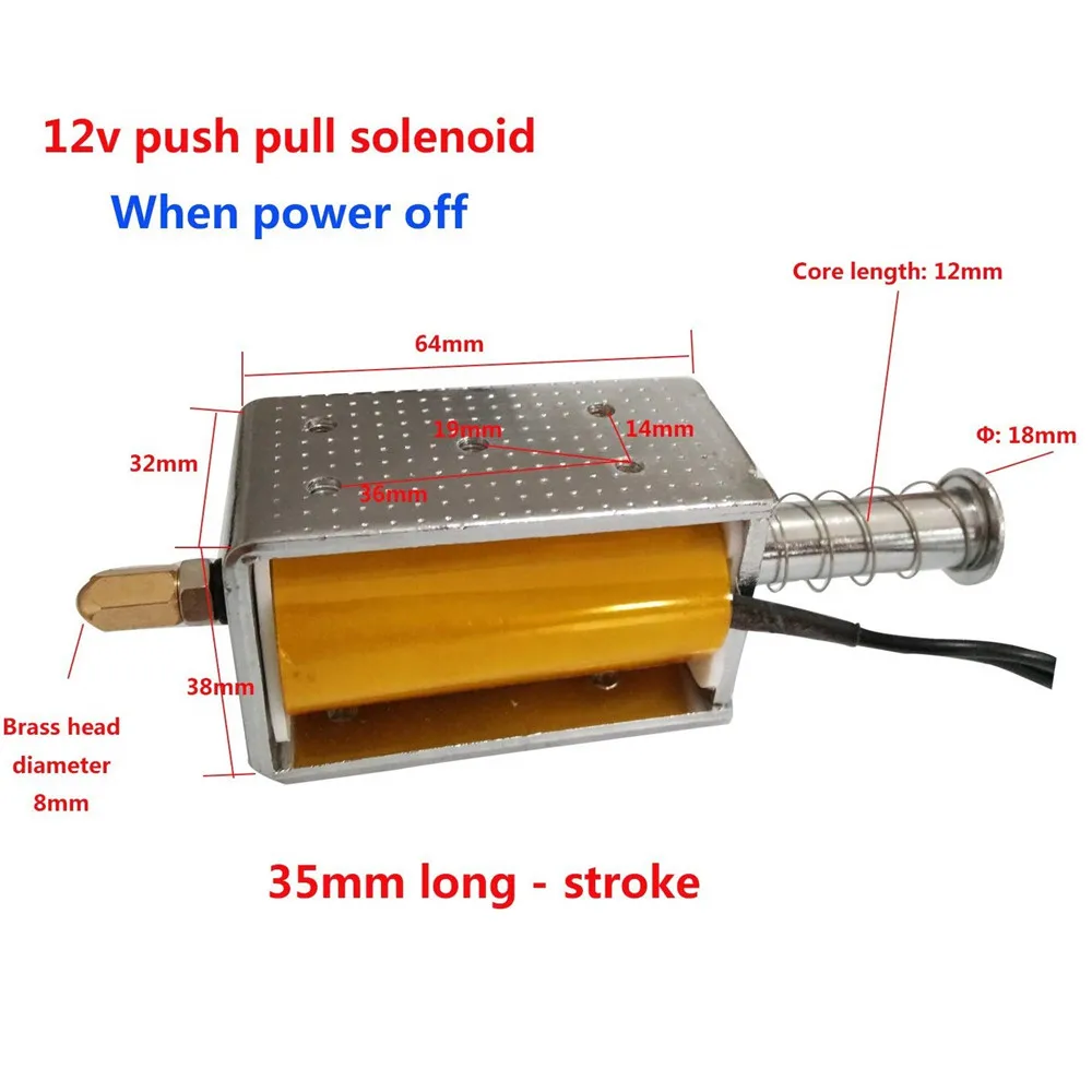 
HomTR DC 12v 24v 35mm long stroke push pull open frame electric solenoid small electromagnet  (1600064708830)