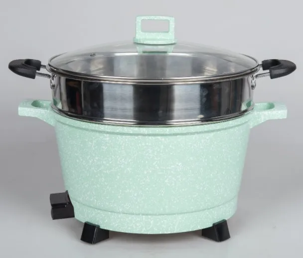 Electric Frying Pan with Glass Lid Custom Element Kitchen Auto Body Power Skillet Adjustable Tempered Parts Die Sales green mgc