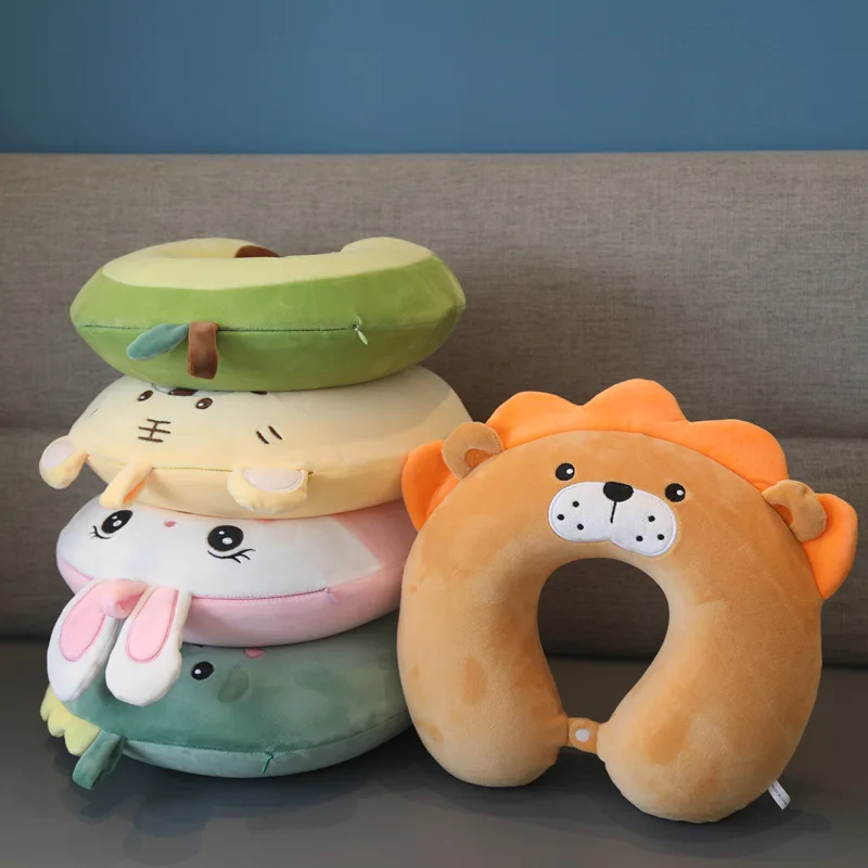 factory Outlet Cute Bear Lion Dinosaur avocado neck pillows car neck Office nap U-shaped Animal fruit Neck pillow