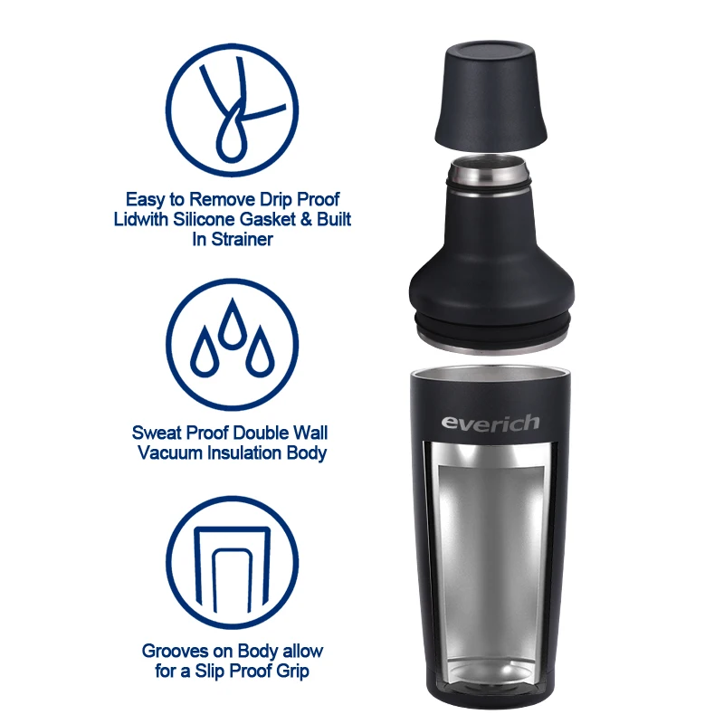 Liquor Shaker Gift Insulated Martini Mixer Stainless Steel Christmas Gifts for Men Women