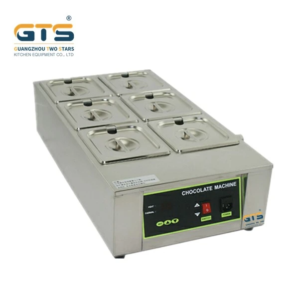 GTS 6 Pans Pots Chocolate process production line Chocolate Tempering Moulding Machine Food Grade Heat Resisting Chocolate