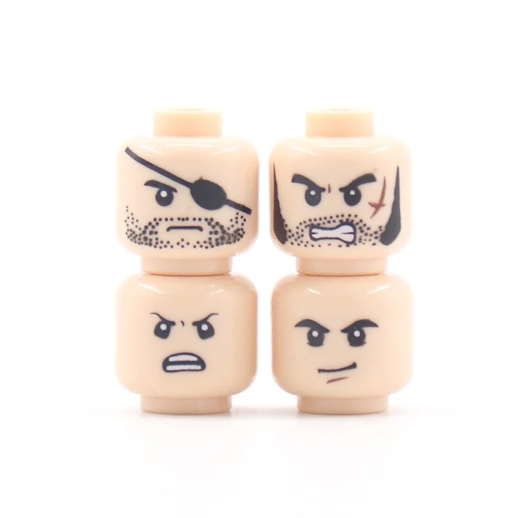 4pcs/lot expression head soldier warrior pirate mini building blocks figure accessories children educational toys gift