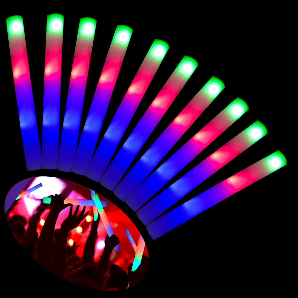 Cheer Luminous Tube RGB DJ Night Club Concert Glow Sticks Bulk Neon Party Supplies Chinese LED Light Foam Stick Christmas Easter