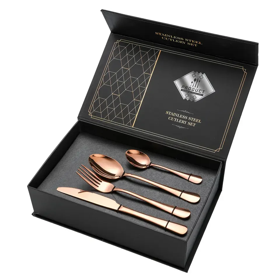 Customize Logo 24 Piece Cutlery Set Stainless Steel Silverware Set Flatware Fork And Knife Set