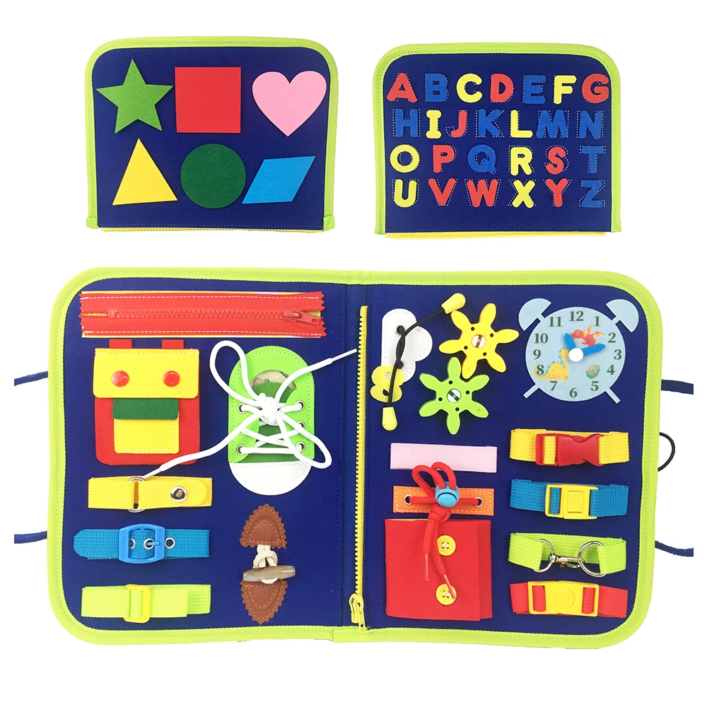 Customized kids sensory Montessori DIY felt toys toddler travel toys busy board with puzzle game for children play