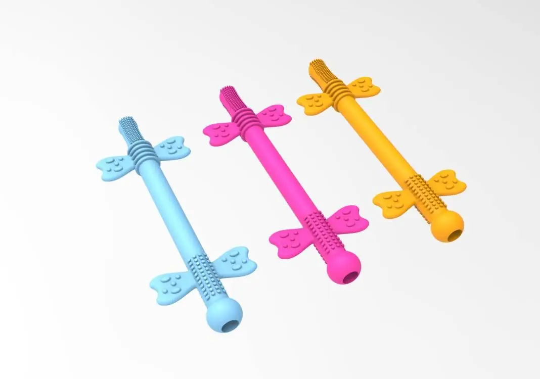 2025 полые Прорезыватели для зубов соломенная игрушка малышей улучшенные силиконовые трубки прорезывания игрушки с защитным щитом