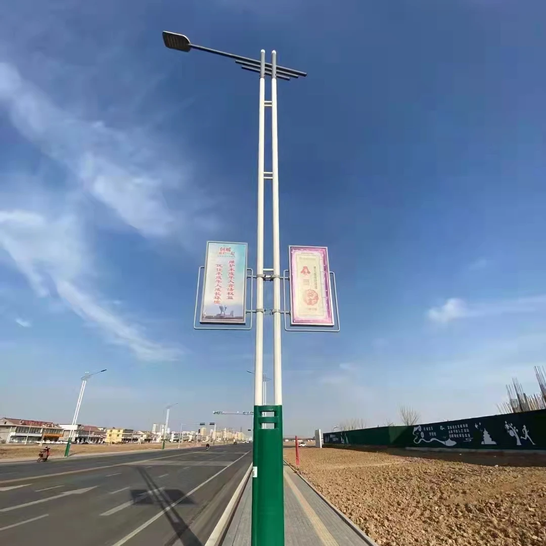Double single arm street lamp pole Manufacturer Q235 steel outdoor Galvanized Customize appearance post pole