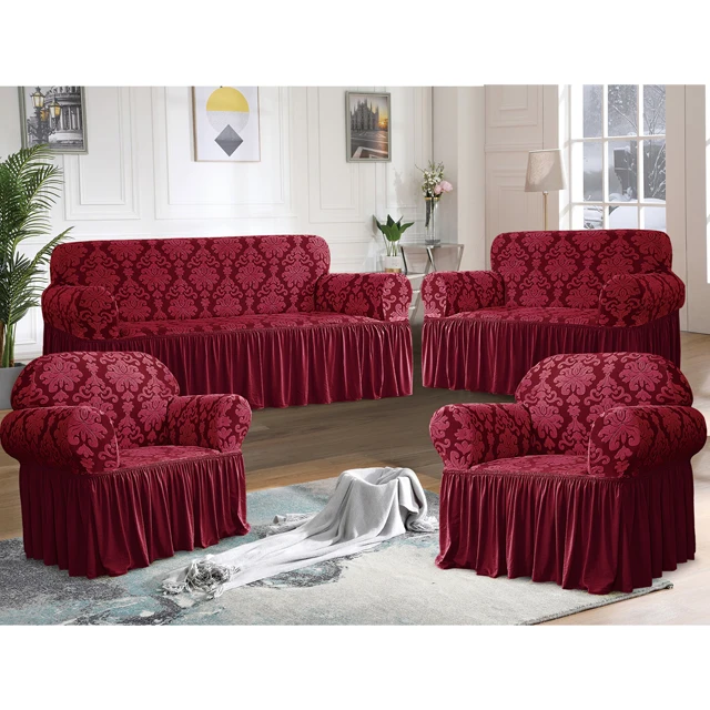 luxurious Knitted stretch jacquard sofa slipcover set  4/3/2/1 seat sofa  couch cover with shirt for home decor