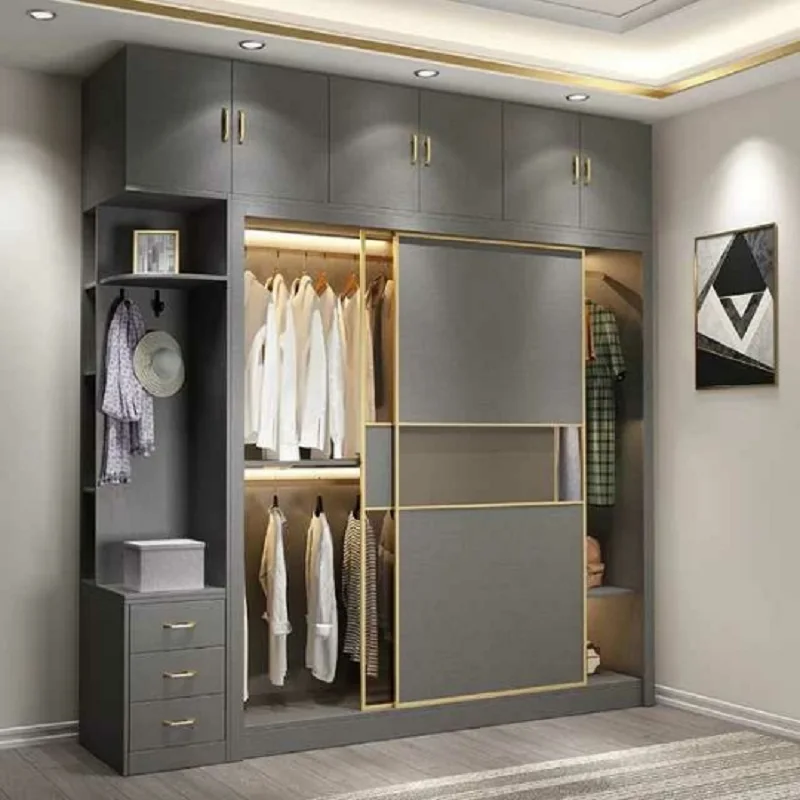 Custom made sliding doors closet wardrobe MDF particle board bedroom furniture Storage Clothes cabinets wardrobes