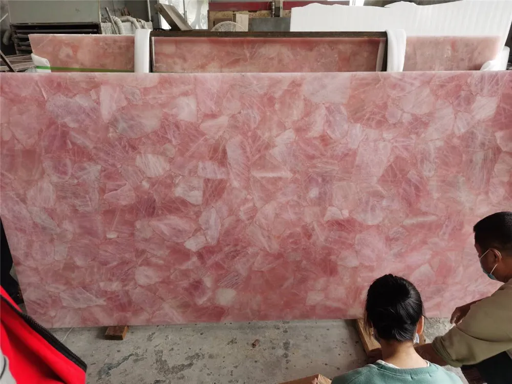 GOLDTOP pink onix Charming natural semi precious stone pink rose crystal slab onyx for Bathroom Vanity Tops