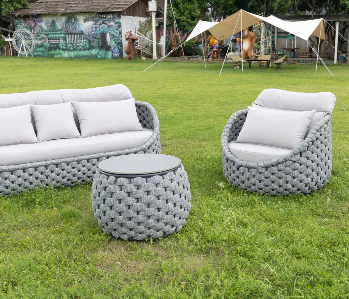 Terrace outdoor balcony furniture rope weaving outdoor lounge furniture garden sofa set