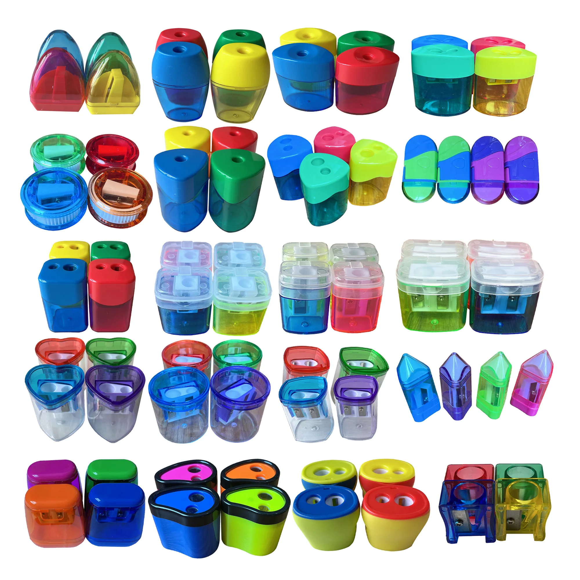Factory Custom Mini Pencil Sharpener Metal Plastic Pencil Pencil Sharpening Tool Stationary for Students Mix Colors Bulk Packing