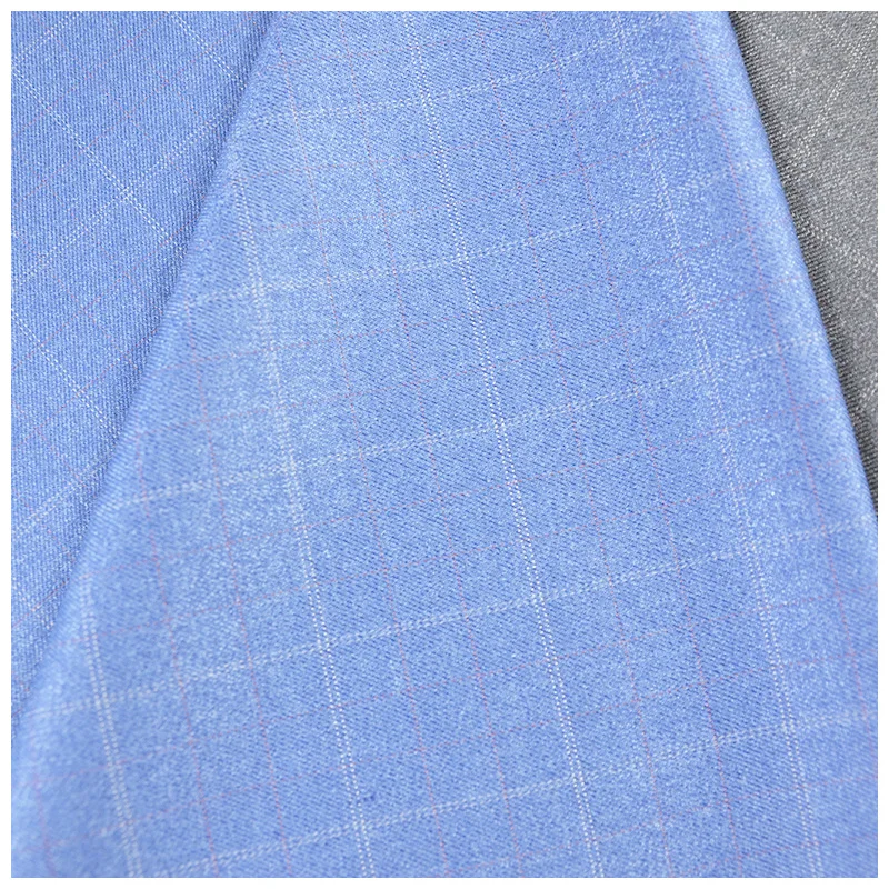 Textile viscose polyester rayon blended fabric tr black & gray plad fabric