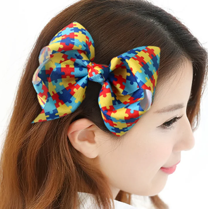 Diamond Printing Thread Ribbon Bow Hairpin Hair Ornament Plate Hair Rhinestone Tie Dye Fabric