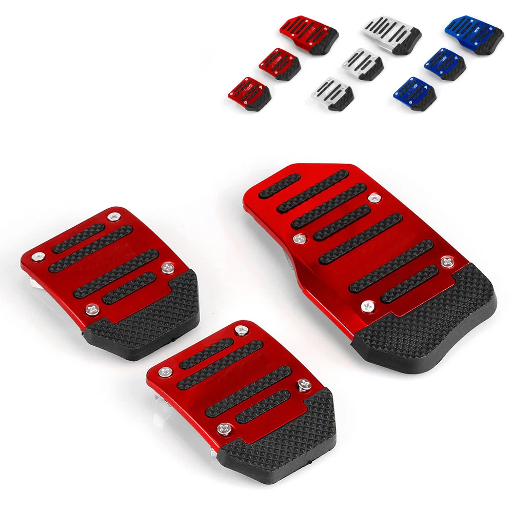 PUERXIN PVC Universal Manual Transmission 3PCS Non-Slip Car Brake Foot Pedal Pad Cover Set Kit For Cars
