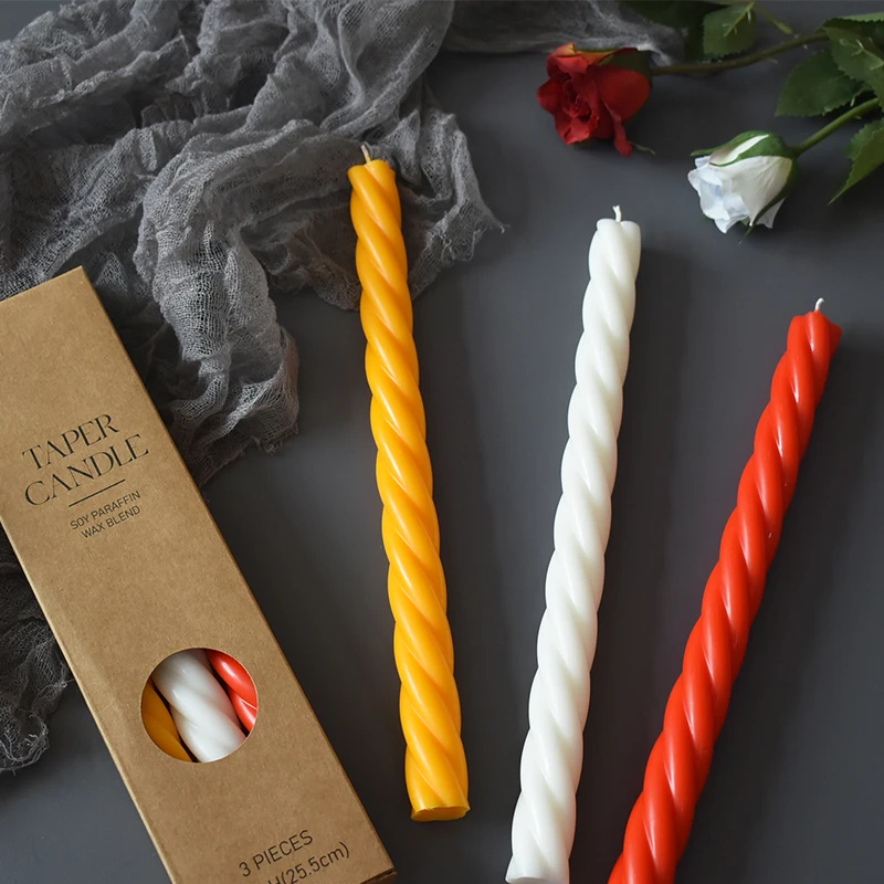Two color Soy Wax Decorative Aroma Drippless Long Frameless White Scented Taper Candles Sets Wholesale Tapered Candle Suppliers