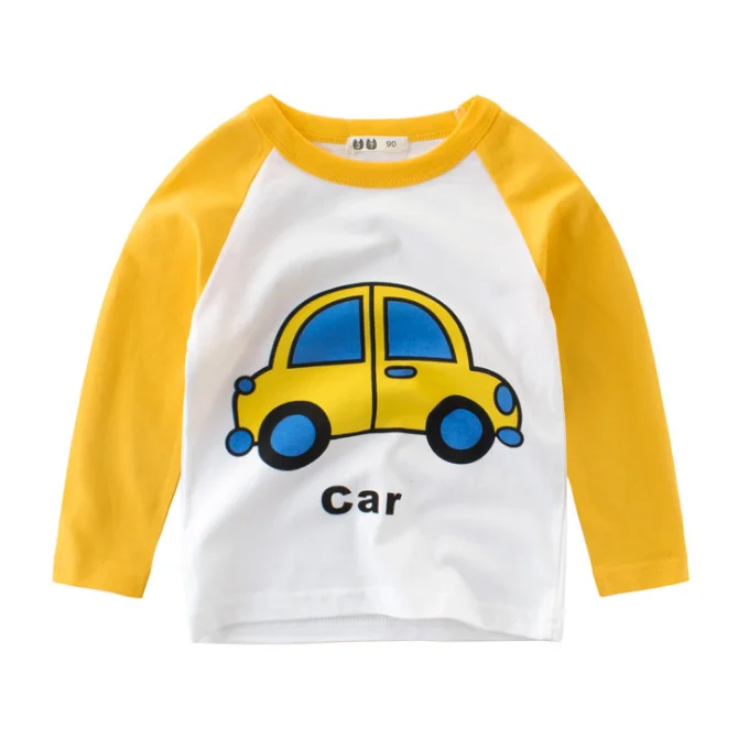
YY10028B 2021 Spring and Summer New Arrival boys long sleeve round neck for Children kids print t-shirt 