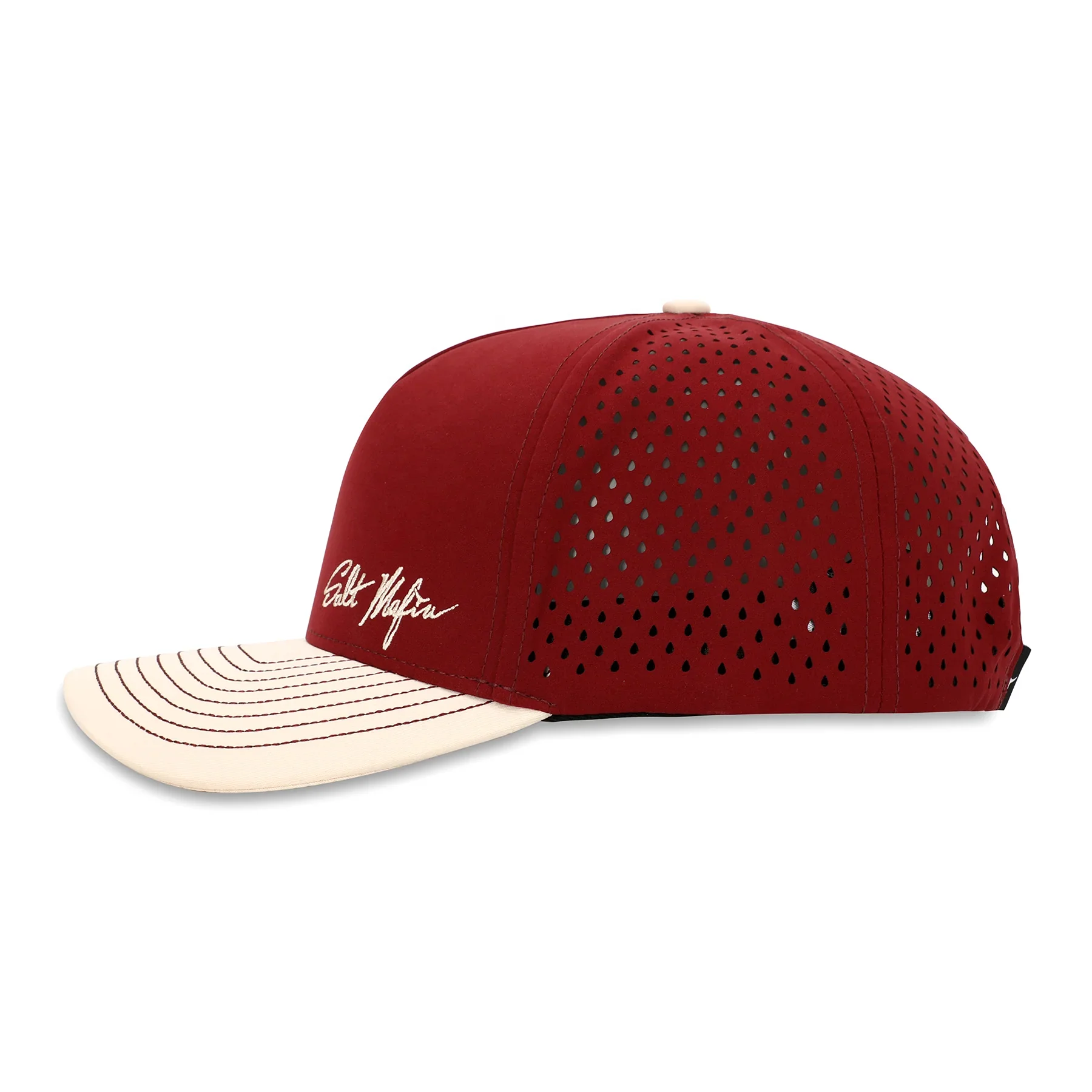 Fashion Waterproof 5 Panel Embroidery Logo Baseball Cap Laser Cut Hole Perforated Hat Custom Logo Trucker Mesh Hat Caps