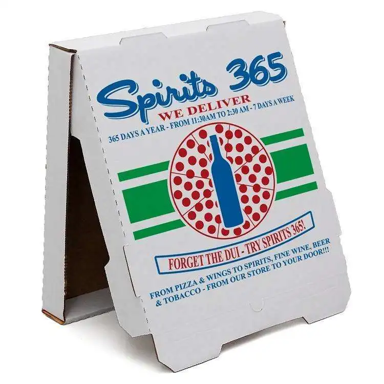Custom print label pizza box white corrugated paper biodegradable 10 11 12 14 16 inches pizza packaging delivery boxes