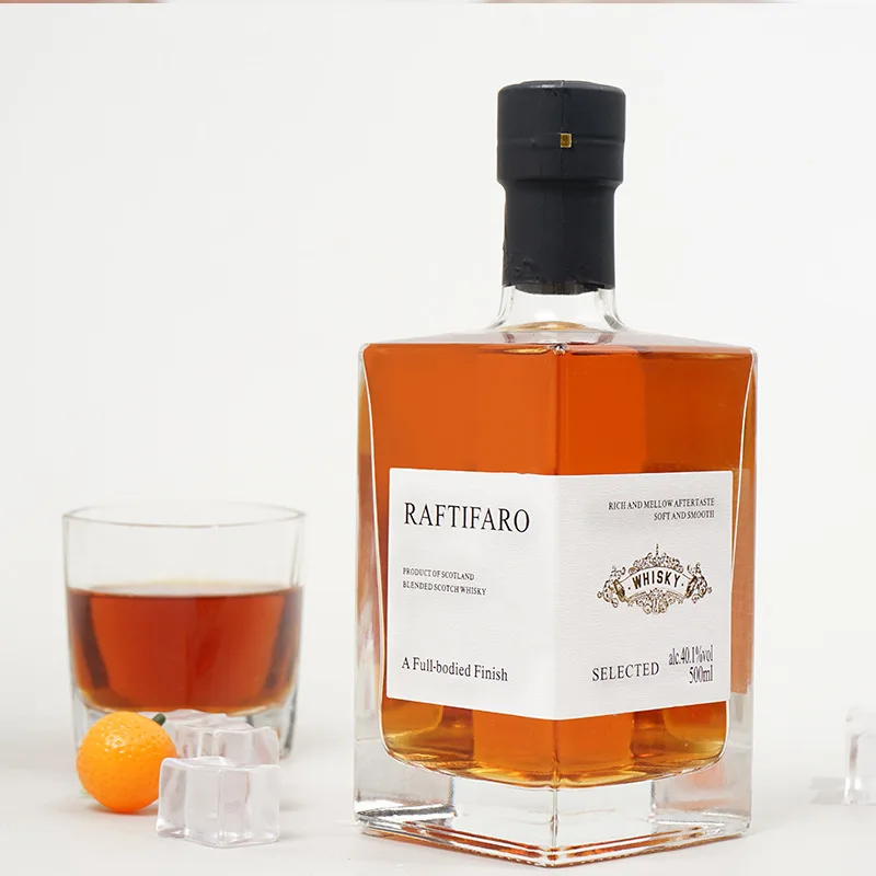 Custom Clear Luxury High Quality Empty 500ml 750ml 1000ml Gin Wine Rum Vodka Whiskey Spirit Liquor glass Bottle With Label