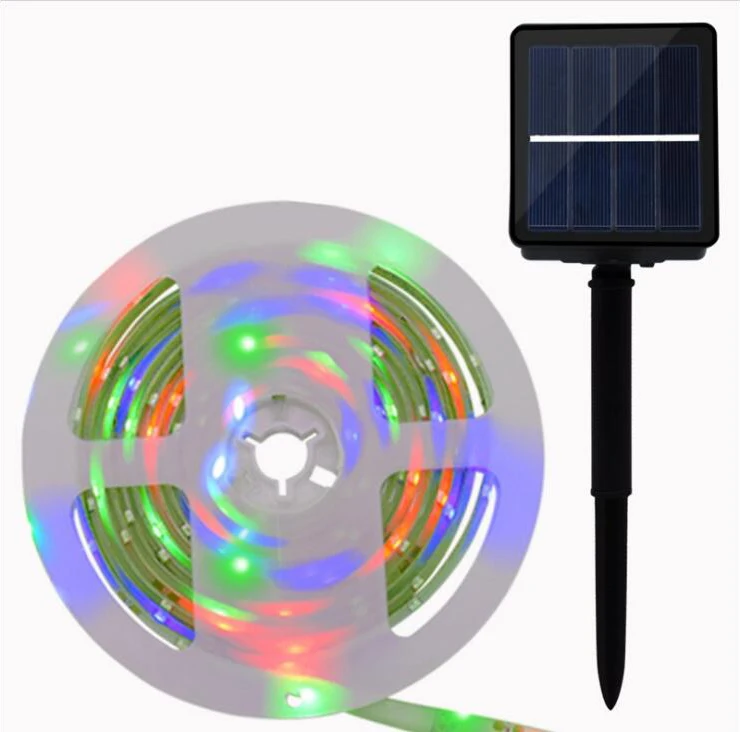 Solar LED Flexible Strip Light  RGB Ribbon Tape Outdoor Waterproof LED Strip Backlight Garden Decor Solar Light
