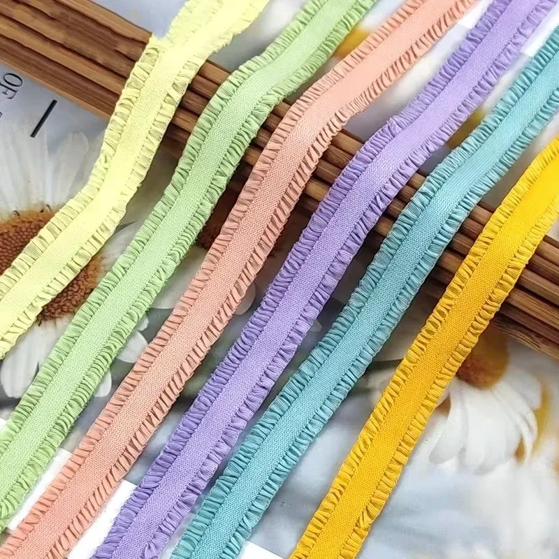 Meetee AP126 13mm Elastic Band Clothes Pleated Ribbon Ethnic Style Lace Webbing DIY Sewing Decorative Fabric Accessories